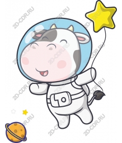 Funny cow-cosmonaut
