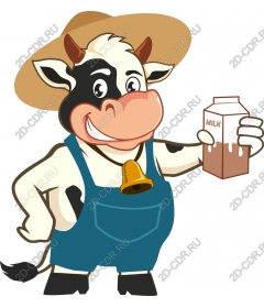 Funny cow with milk