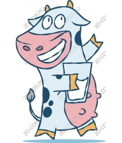 Funny cow holds milk