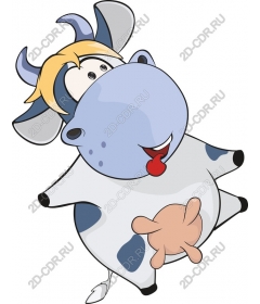 Playful cartoon cow
