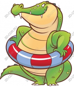  Cartoon crocodile in lifebuoy