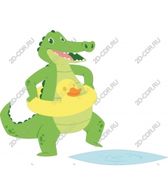 Funny crocodile with rubber duck