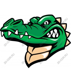 Head of a ferocious green crocodile