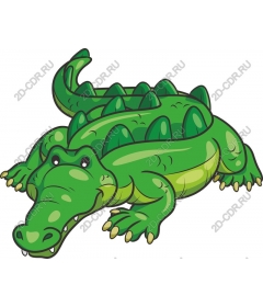 Playful green cartoon crocodile