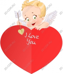  Cute angel with heart - I love you