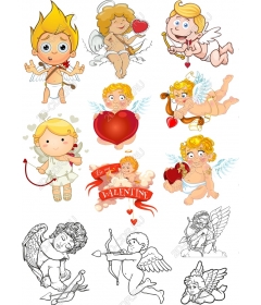 Set clipart "Cupid Valentine's Day"