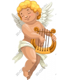  Cherubic hymn tune: Playful cherub with a harp