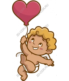  Cupid with a balloon in the shape of a heart