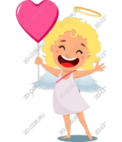  Joyful angel with a balloon in the shape of a heart