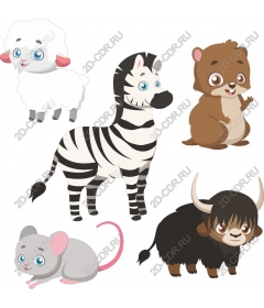  Cute cartoon animal set