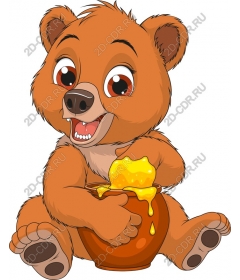 Funny bear with honey pot
