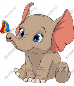The friendly elephant with a butterfly