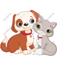 Милые собака и кошка
