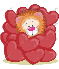  Cute lion in the Hearts