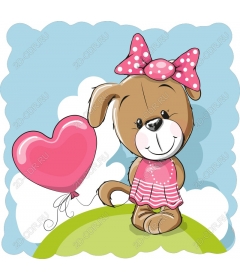  Adorable puppy with a balloon in the shape of a heart
