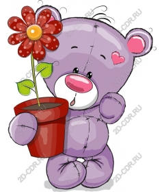  Charming purple Teddy bear with flower pot