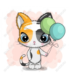  Cute kitten with balloons