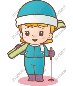 Playful child on skis