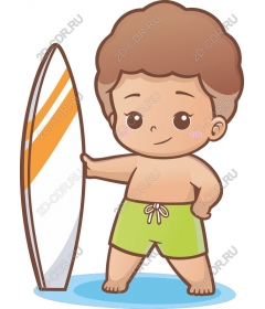 Funny boy with a surfboard