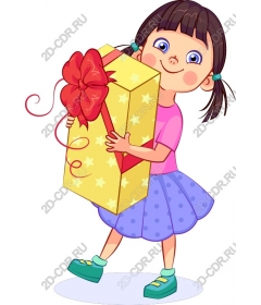  Happy girl holding a gift