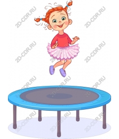  Happy girl on a trampoline
