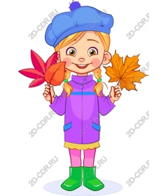  Happy autumn girl with leaves