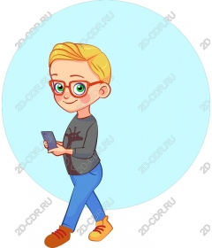  Игривый мальчик со смартфоном