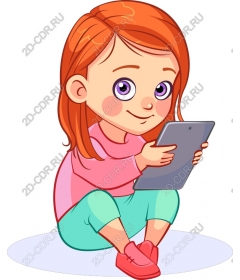 Playful girl with a tablet