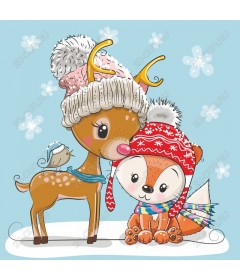  Cute deer and foxes Winter