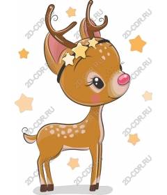  Cute deer with a bandage on the head with stars