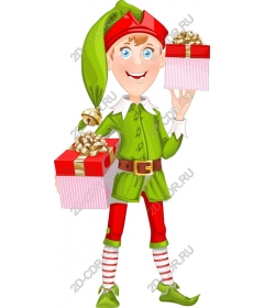 Christmas elf with gifts
