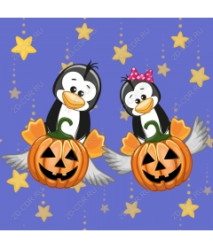  Cute penguins on Halloween