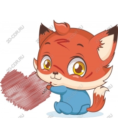  Charming illustration of Fox heart