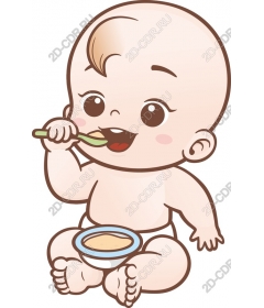  Веселый ребенок ест