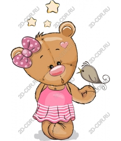  Cute bear and a bird