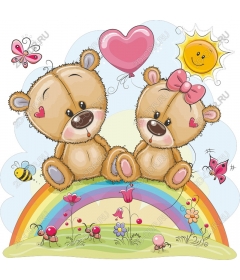  Cute bears on a rainbow
