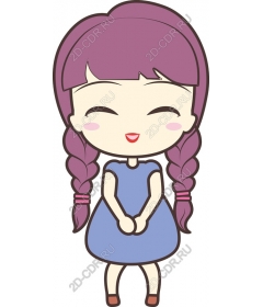  Cheerful girl with pigtails
