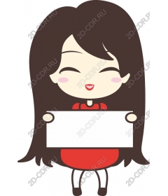 Cheerful girl holding sign