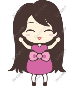  Cheerful girl in a pink dress