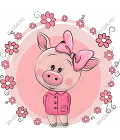  Cute pig with flowers