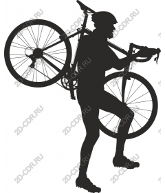 Cyclist carrying Bicycle