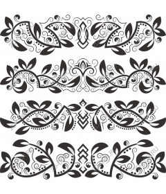 Set of floral borders, with a vine