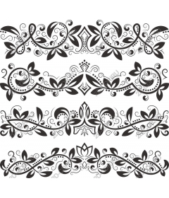  Elegant decorative floral border set