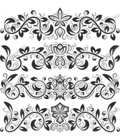  Elegant floral set - intricate black-and-white