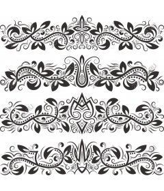  Elegant set of floral decorative borders