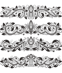 Set of flower decorations - elegant black and white