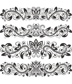 Set of floral decorative borders