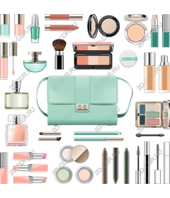  Chic mint green handbag and cosmetics