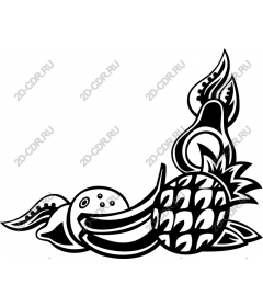 Tropical fruits - pineapple, banana and lemon