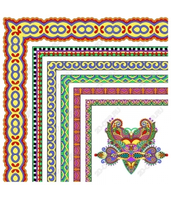 Set of clipart with bright decorative borders and masquerade masks